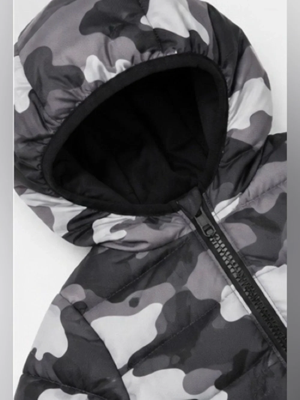 Michael Kors Baby Hooded One-Piece in Black and Gray Camo